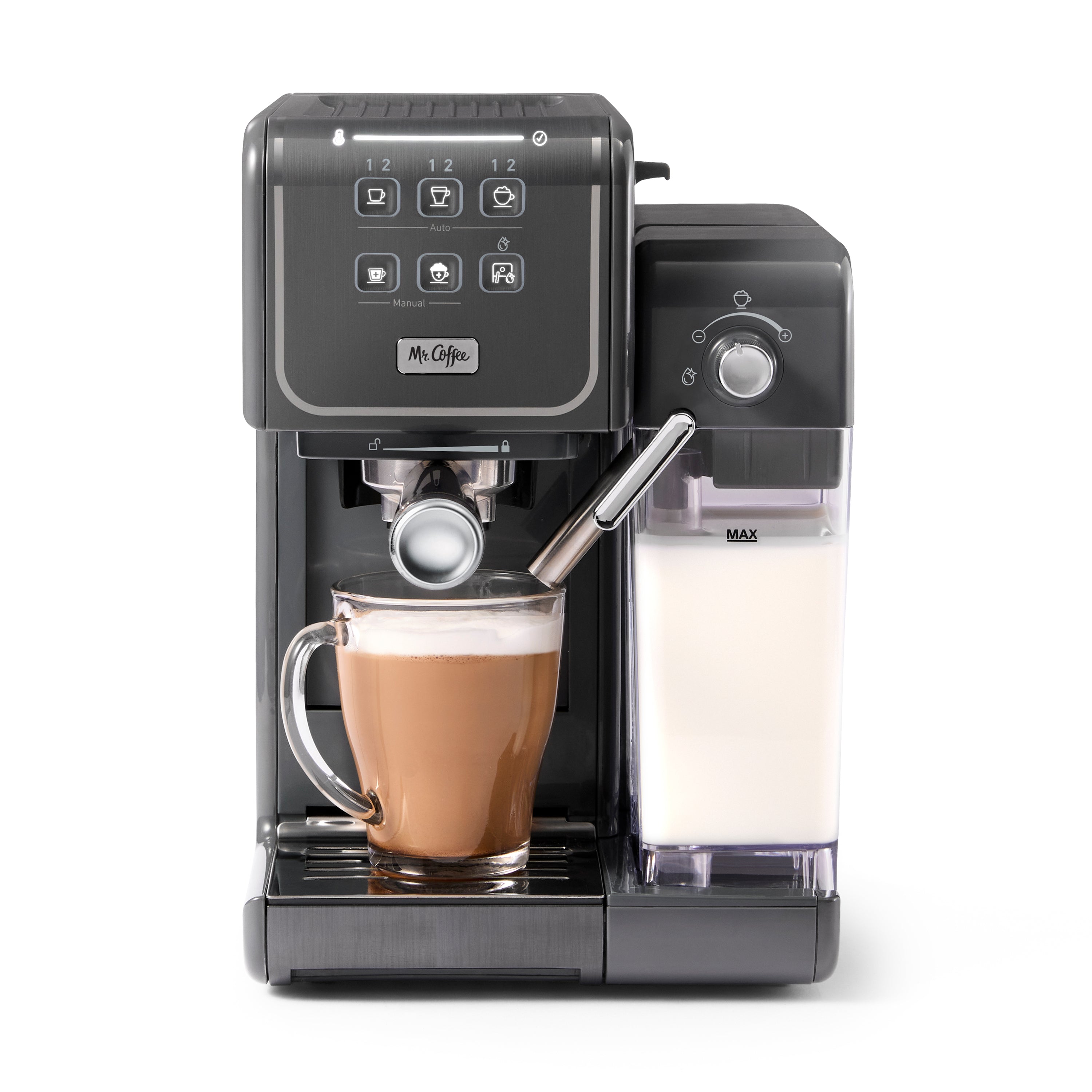 Mr. Coffee One-Touch CoffeeHouse+ Espresso, Cappuccino, and Latte Maker, Grey