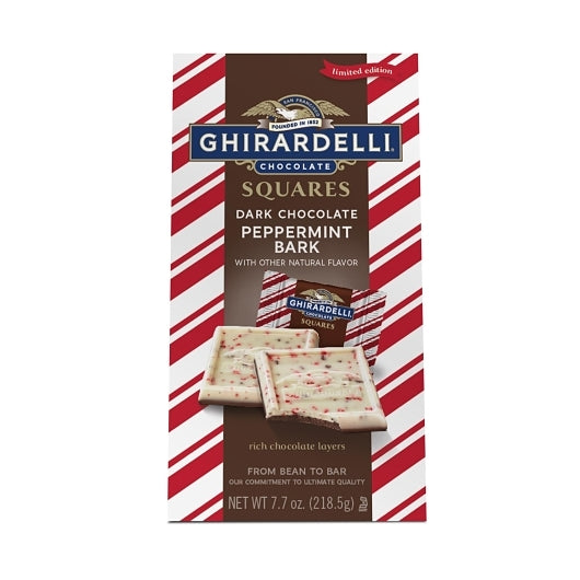 Ghirardelli Dark Chocolate Peppermint Bark Square, 0.53 Pound
