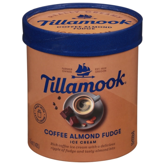 Tillamook Coffee Almond Fudge Ice Cream, 1.5 Quart