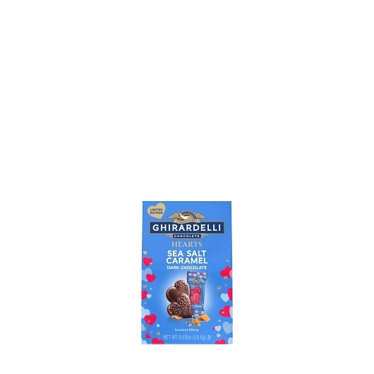 Ghirardelli Dark Chocolate Sea Salt Caramel Duet Hearts, Heart Shaped Chocolate With Caramel, 0.04 Pound