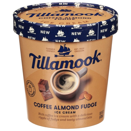 Tillamook Coffee & Almond Fudge Ice Cream, 16 Fluid Ounce